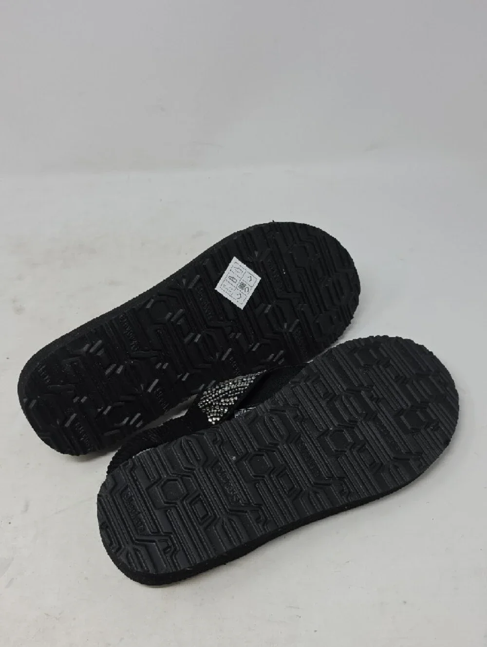 Skechers Black Rhinestone Slingback Thong Sandals Size 8